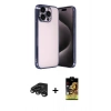 MARSİLYAN™- iPhone 15 Pro Max Kılıf Vadi Minimal - Siyah Buffer Cam Ekran Koruyucu + Raze Metal Kamera Lens - TMGI