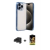 MARSİLYAN™- iPhone 15 Pro Max Kılıf Vadi Minimal - Siyah Buffer Cam Ekran Koruyucu + Raze Metal Kamera Lens - TMGI