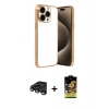 MARSİLYAN™- iPhone 15 Pro Max Kılıf Vadi Minimal - Siyah Buffer Cam Ekran Koruyucu + Raze Metal Kamera Lens - TMGI