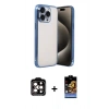 MARSİLYAN™- iPhone 15 Pro Max Kılıf Vadi Minimal - Siyah Buffer Hayalet Cam Ekran Koruyucu + PVD Metal Kamera Lens - TU