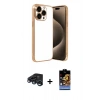 MARSİLYAN™- iPhone 15 Pro Max Kılıf Vadi Minimal - Siyah Buffer Hayalet Cam Ekran Koruyucu + Raze Metal Kamera Lens - LT