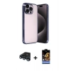 MARSİLYAN™- iPhone 15 Pro Max Kılıf Vadi Minimal - Siyah Buffer Hayalet Cam Ekran Koruyucu + Raze Metal Kamera Lens - LT