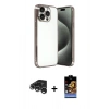 MARSİLYAN™- iPhone 15 Pro Max Kılıf Vadi Minimal - Siyah Buffer Hayalet Cam Ekran Koruyucu + Raze Metal Kamera Lens - GS