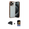 MARSİLYAN™- iPhone 15 Pro Max Kılıf Vadi Minimal - Siyah Buffer Hayalet Cam Ekran Koruyucu + Raze Metal Kamera Lens - LT