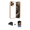 MARSİLYAN™- iPhone 15 Pro Max Kılıf Vadi Minimal - Siyah Buffer Hayalet Cam Ekran Koruyucu + Raze Metal Kamera Lens - GS