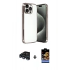 MARSİLYAN™- iPhone 15 Pro Max Kılıf Vadi Minimal - Siyah Buffer Hayalet Cam Ekran Koruyucu + Raze Metal Kamera Lens - LT