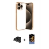 MARSİLYAN™- iPhone 15 Pro Max Kılıf Vadi Minimal - Siyah Buffer Hayalet Cam Ekran Koruyucu + Raze Metal Kamera Lens - TMGI