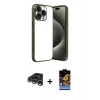 MARSİLYAN™- iPhone 15 Pro Max Kılıf Vadi Minimal - Siyah Buffer Hayalet Cam Ekran Koruyucu + Raze Metal Kamera Lens - GS