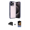 MARSİLYAN™- iPhone 15 Pro Max Kılıf Vadi Minimal - Siyah Buffer Hayalet Cam Ekran Koruyucu + Raze Metal Kamera Lens - GS
