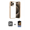 MARSİLYAN™- iPhone 15 Pro Max Kılıf Vadi Minimal - Siyah Buffer Hayalet Cam Ekran Koruyucu + Siyah PVD Metal Kamera Lens