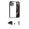 MARSİLYAN™- iPhone 15 Pro Max Kılıf Vadi Minimal - Siyah Joko Magic 5D Cam + Raze Metal Kamera Lens - GS