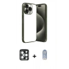 MARSİLYAN™- iPhone 15 Pro Max Kılıf Vadi Minimal - Siyah Joko Magic 5D Cam + Lacivert PVD Metal Kamera Lens