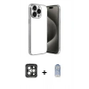 MARSİLYAN™- iPhone 15 Pro Max Kılıf Vadi Minimal - Siyah Joko Magic 5D Cam + PVD Metal Kamera Lens - GI
