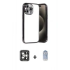 MARSİLYAN™- iPhone 15 Pro Max Kılıf Vadi Minimal - Siyah Joko Magic 5D Cam + PVD Metal Kamera Lens - GI