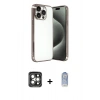 MARSİLYAN™- iPhone 15 Pro Max Kılıf Vadi Minimal - Siyah Joko Magic 5D Cam + PVD Metal Kamera Lens - GI