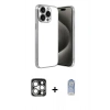 MARSİLYAN™- iPhone 15 Pro Max Kılıf Vadi Minimal - Siyah Joko Magic 5D Cam + PVD Metal Kamera Lens - GS