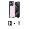 MARSİLYAN™- iPhone 15 Pro Max Kılıf Vadi Minimal - Siyah Joko Magic 5D Cam + PVD Metal Kamera Lens - GS