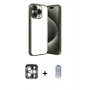 MARSİLYAN™- iPhone 15 Pro Max Kılıf Vadi Minimal - Siyah Joko Magic 5D Cam + PVD Metal Kamera Lens - GS