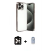 MARSİLYAN™- iPhone 15 Pro Max Kılıf Vadi Minimal - Siyah Joko Magic 5D Cam + PVD Metal Kamera Lens - TU