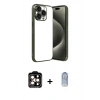 MARSİLYAN™- iPhone 15 Pro Max Kılıf Vadi Minimal - Siyah Joko Magic 5D Cam + PVD Metal Kamera Lens - TU
