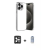 MARSİLYAN™- iPhone 15 Pro Max Kılıf Vadi Minimal - Siyah Joko Magic 5D Cam + Siyah PVD Metal Kamera Lens