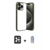 MARSİLYAN™- iPhone 15 Pro Max Kılıf Vadi Minimal - Siyah Joko Magic 5D Cam + Siyah PVD Metal Kamera Lens