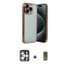 MARSİLYAN™- iPhone 15 Pro Max Kılıf Vadi Minimal - Siyah Joko Magic 5D Hayalet Cam + PVD Metal Kamera Lens - GS