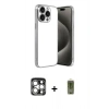 MARSİLYAN™- iPhone 15 Pro Max Kılıf Vadi Minimal - Siyah Joko Magic 5D Hayalet Cam + PVD Metal Kamera Lens - GS