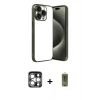MARSİLYAN™- iPhone 15 Pro Max Kılıf Vadi Minimal - Siyah Joko Magic 5D Hayalet Cam + PVD Metal Kamera Lens - GS