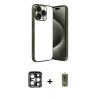 MARSİLYAN™- iPhone 15 Pro Max Kılıf Vadi Minimal - Siyah Joko Magic 5D Hayalet Cam + PVD Metal Kamera Lens - LT