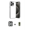 MARSİLYAN™- iPhone 15 Pro Max Kılıf Vadi Minimal - Siyah Joko Magic 5D Hayalet Cam + PVD Metal Kamera Lens - LT