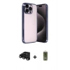 MARSİLYAN™- iPhone 15 Pro Max Kılıf Vadi Minimal - Siyah Joko Magic 5D Hayalet Cam + Raze Metal Kamera Lens - SH