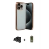 MARSİLYAN™- iPhone 15 Pro Max Kılıf Vadi Minimal - Siyah Joko Magic 5D Hayalet Cam + Titanyum Gri Raze Metal Kamera Lens