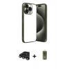 MARSİLYAN™- iPhone 15 Pro Max Kılıf Vadi Minimal - Siyah Joko Magic 5D Hayalet Cam + Titanyum Gri Raze Metal Kamera Lens