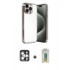 MARSİLYAN™- iPhone 15 Pro Max Kılıf Vadi Minimal - Siyah Polymer Nano Ekran Koruyucu + PVD Metal Kamera Lens - GS