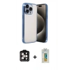 MARSİLYAN™- iPhone 15 Pro Max Kılıf Vadi Minimal - Siyah Polymer Nano Ekran Koruyucu + PVD Metal Kamera Lens - TU
