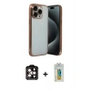 MARSİLYAN™- iPhone 15 Pro Max Kılıf Vadi Minimal - Siyah Polymer Nano Ekran Koruyucu + PVD Metal Kamera Lens - TU