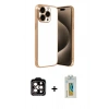 MARSİLYAN™- iPhone 15 Pro Max Kılıf Vadi Minimal - Siyah Polymer Nano Ekran Koruyucu + PVD Metal Kamera Lens - TU