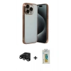 MARSİLYAN™- iPhone 15 Pro Max Kılıf Vadi Minimal - Siyah Polymer Nano Ekran Koruyucu + Raze Metal Kamera Lens - SH