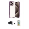 MARSİLYAN™- iPhone 15 Pro Max Kılıf Vadi Minimal - Siyah Polymer Nano Ekran Koruyucu + Raze Metal Kamera Lens - LT