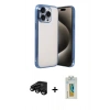 MARSİLYAN™- iPhone 15 Pro Max Kılıf Vadi Minimal - Siyah Polymer Nano Ekran Koruyucu + Raze Metal Kamera Lens - SH