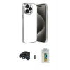 MARSİLYAN™- iPhone 15 Pro Max Kılıf Vadi Minimal - Siyah Polymer Nano Ekran Koruyucu + Raze Metal Kamera Lens - LT