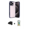 MARSİLYAN™- iPhone 15 Pro Max Kılıf Vadi Minimal - Siyah Polymer Nano Ekran Koruyucu + Raze Metal Kamera Lens - SH
