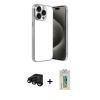 MARSİLYAN™- iPhone 15 Pro Max Kılıf Vadi Minimal - Siyah Polymer Nano Ekran Koruyucu + Raze Metal Kamera Lens - SH