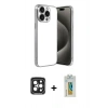 MARSİLYAN™- iPhone 15 Pro Max Kılıf Vadi Minimal - Siyah Polymer Nano Ekran Koruyucu + PVD Metal Kamera Lens - SH