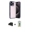 MARSİLYAN™- iPhone 15 Pro Max Kılıf Vadi Minimal - Siyah Polymer Nano Ekran Koruyucu + Raze Metal Kamera Lens - TMGI
