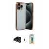 MARSİLYAN™- iPhone 15 Pro Max Kılıf Vadi Minimal - Siyah Polymer Nano Ekran Koruyucu + Raze Metal Kamera Lens - TMGI
