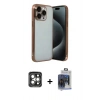 MARSİLYAN™- iPhone 15 Pro Max Kılıf Vadi Minimal - Siyah Vanessa Magic Cam + Gri PVD Metal Kamera Lens