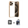 MARSİLYAN™- iPhone 15 Pro Max Kılıf Vadi Minimal - Siyah Vanessa Magic Cam + Gri PVD Metal Kamera Lens