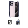 MARSİLYAN™- iPhone 15 Pro Max Kılıf Vadi Minimal - Siyah Vanessa Magic Cam + Gri PVD Metal Kamera Lens